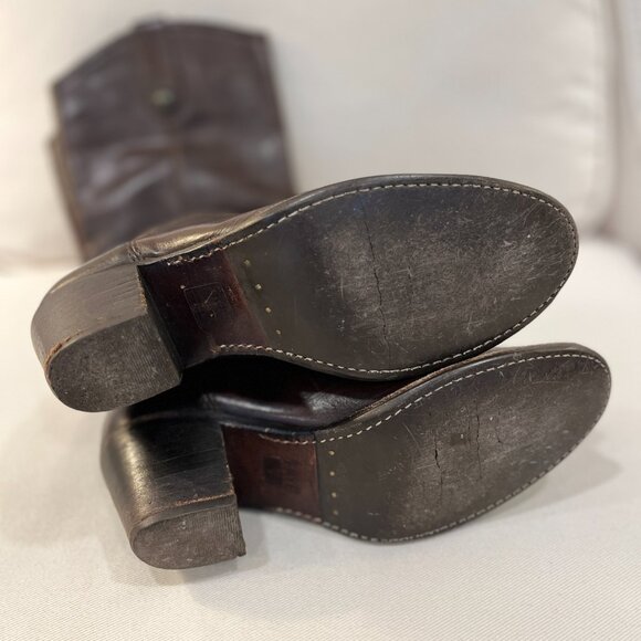 Frye Jackie Button Tall Dark Brown Boots Size 7 - Picture 3 of 6